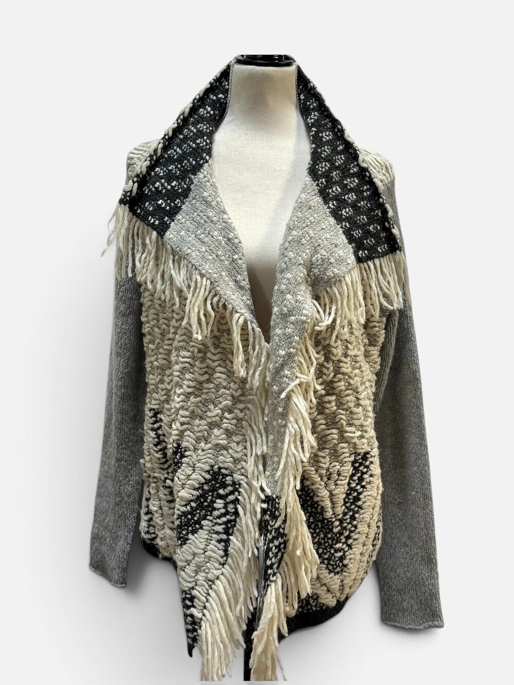 Anthropologie Moth Boho Fringe Wool Alpaca Blend Sweater Sz SMALL